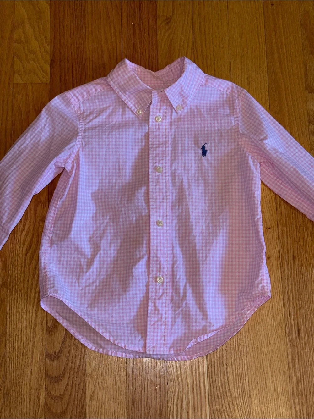 🐎 Ralph Lauren Light Pink Gingham Button-Down Shirt boys 2T